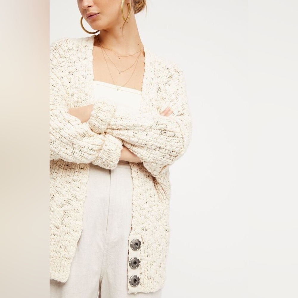 Free people fun times cardigan button front cream size medium